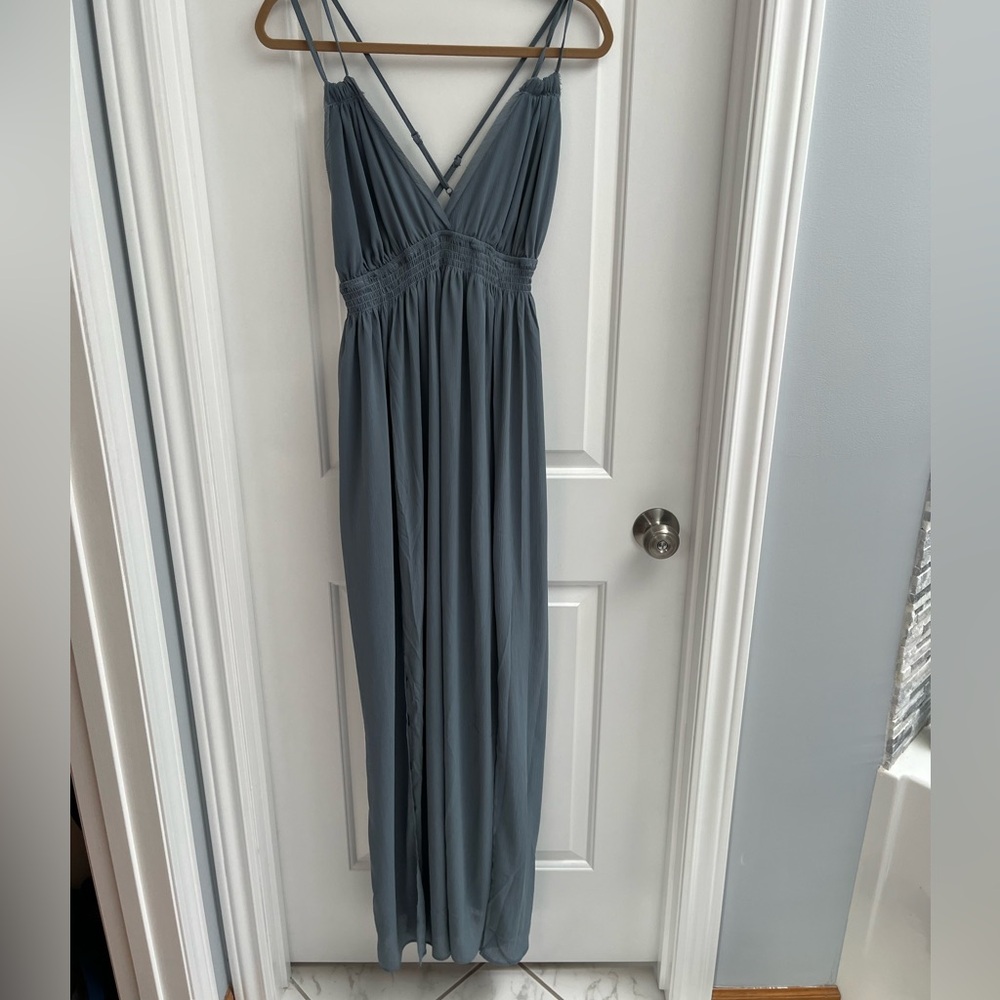 Dusty Blue Chiffon Dress